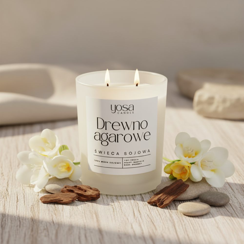Świeca sojowa o zapachu Drewno Agarowe