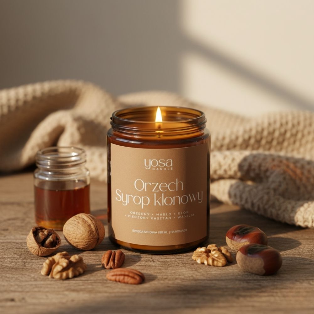Świeca sojowa o zapachu Orzech i Syrop Klonowy