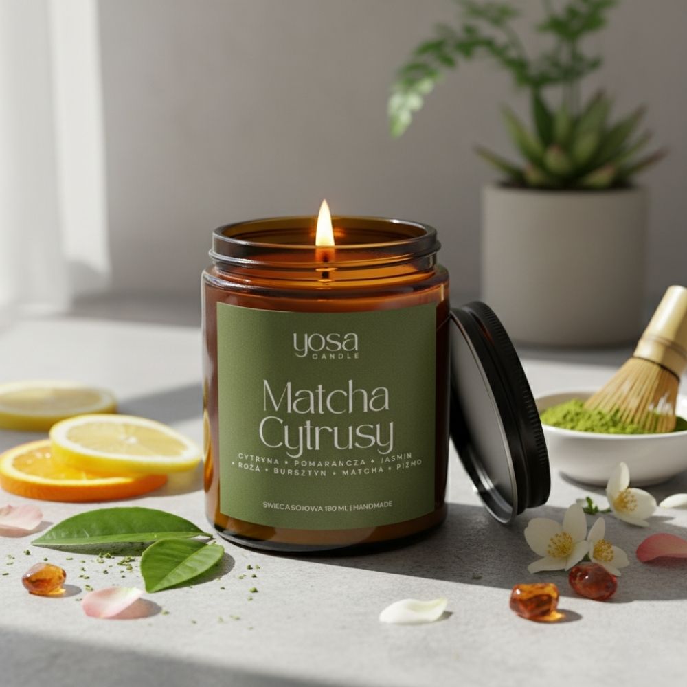 Świeca sojowa o zapachu Matcha i Cytrusy