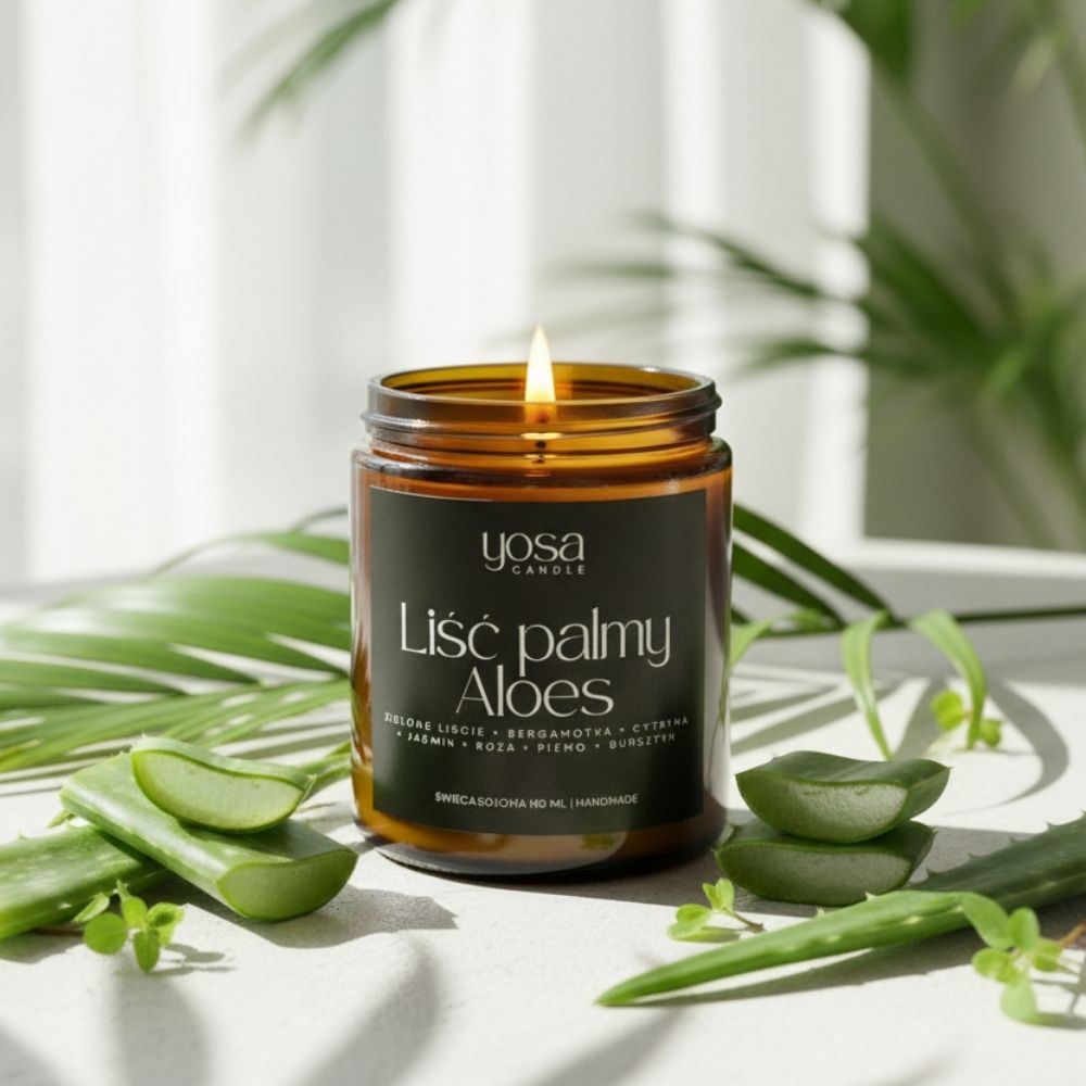 Świeca sojowa o zapachu Liść Palmy i Aloes