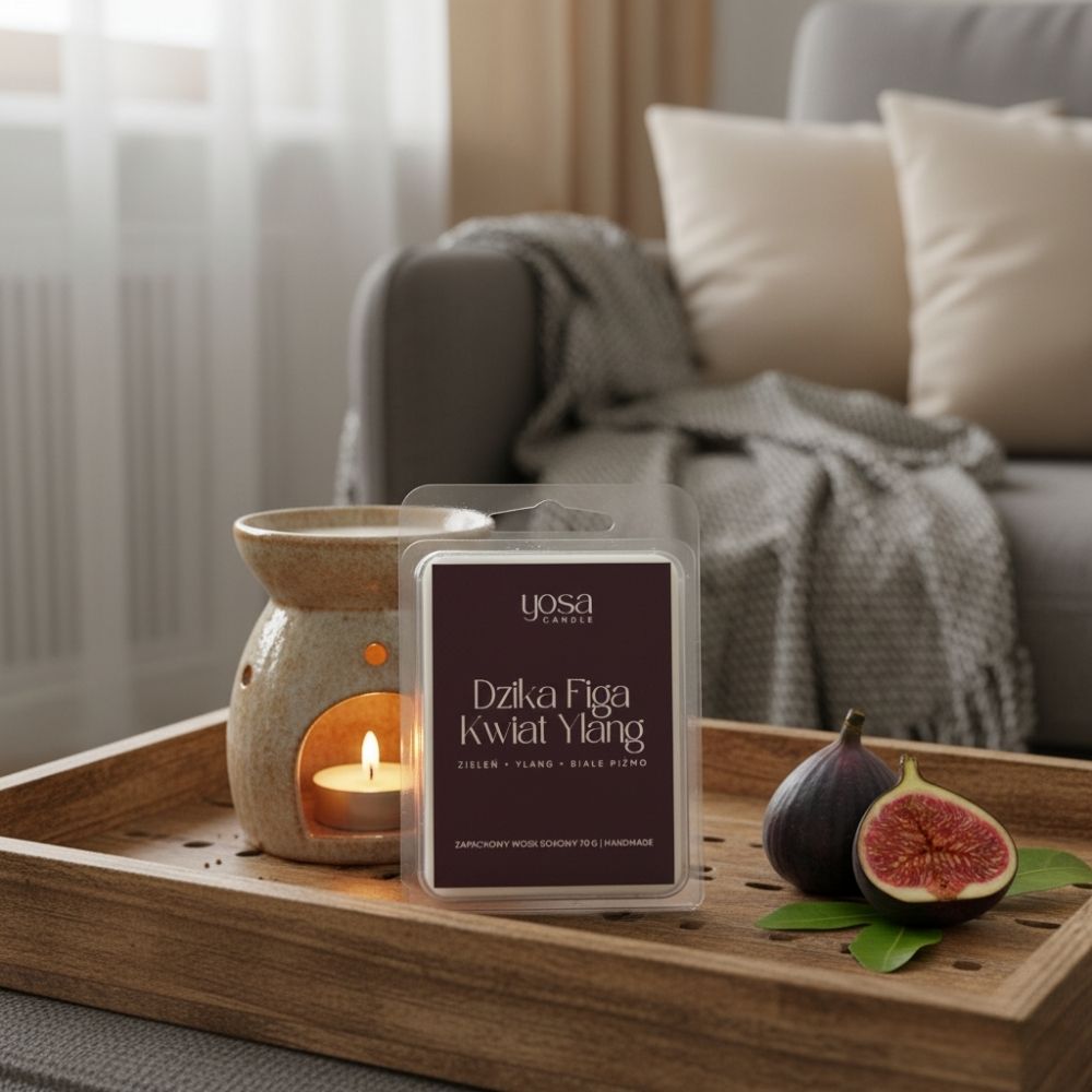 Wosk sojowy zapachowy do kominka Dzika figa i Kwiat ylang