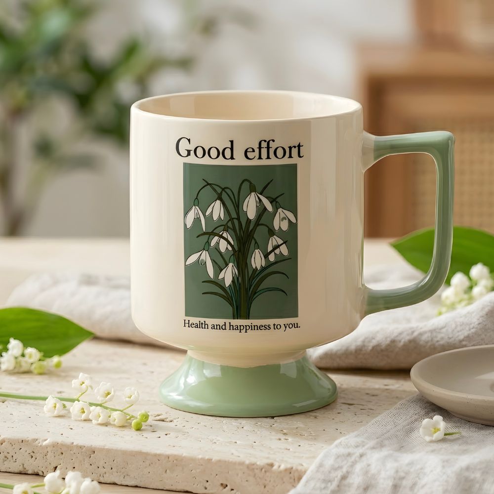 Kubek Good Effort 300 ml zielony z napisem i stópką