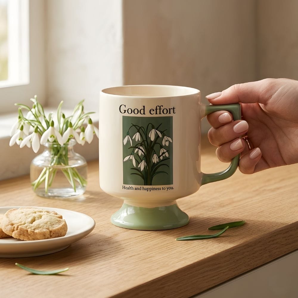 Kubek Good Effort 300 ml zielony z napisem i stópką