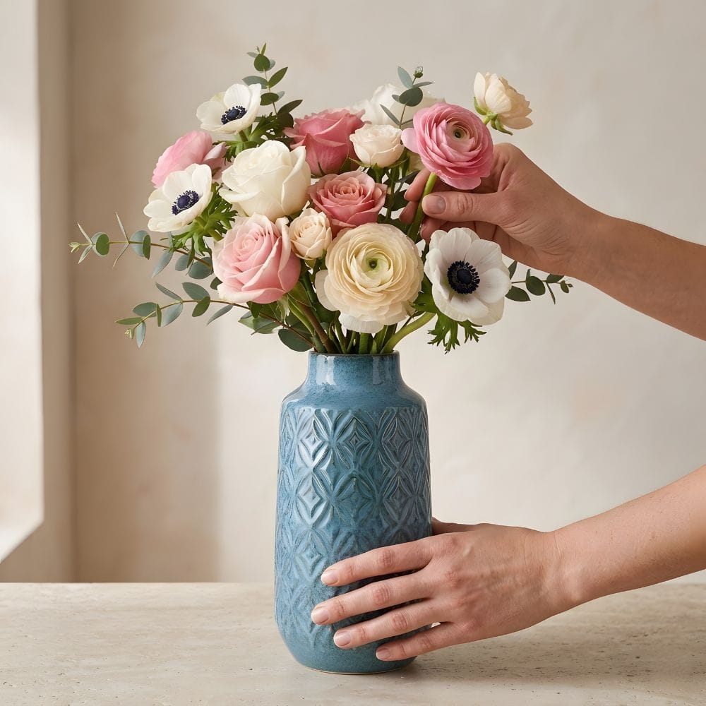 Wazon ceramiczny Azzurro 18 cm – niebieski, subtelnie chropowaty