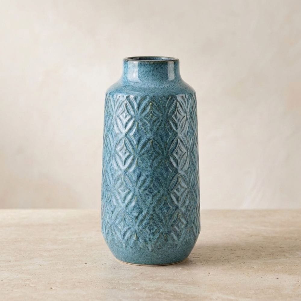 Wazon ceramiczny Azzurro 18 cm – niebieski, subtelnie chropowaty