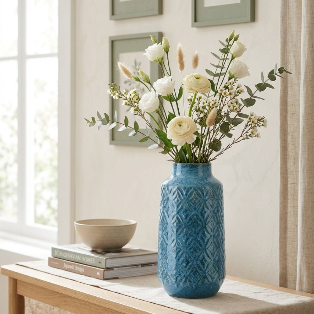 Wazon ceramiczny Azzurro 18 cm – niebieski, subtelnie chropowaty