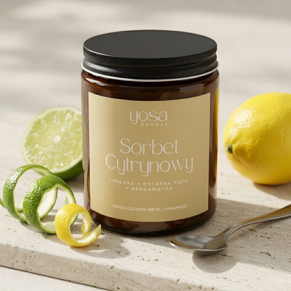 Naturalna świeca sojowa Sorbet Cytrynowy o zapachu limonki i yuzu