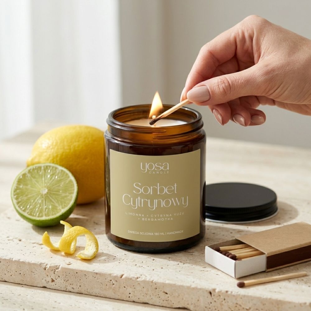 Naturalna świeca sojowa Sorbet Cytrynowy o zapachu limonki i yuzu