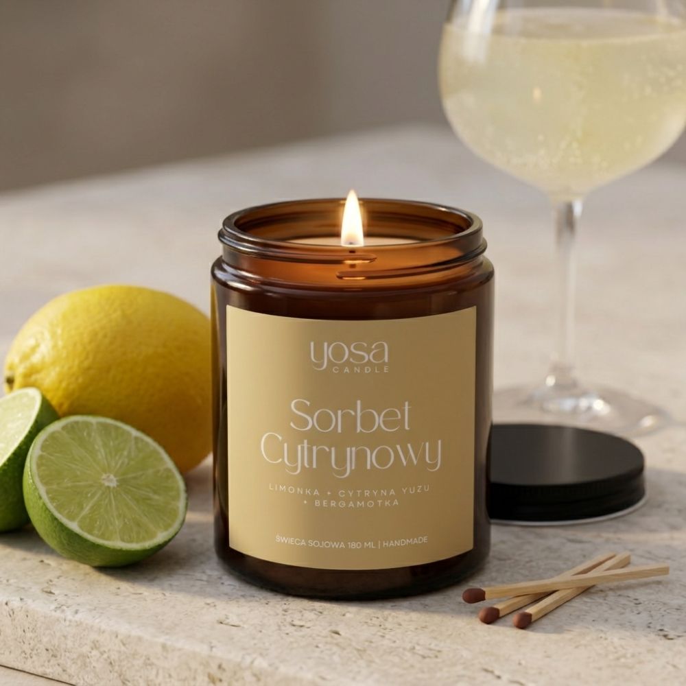 Naturalna świeca sojowa Sorbet Cytrynowy o zapachu limonki i yuzu