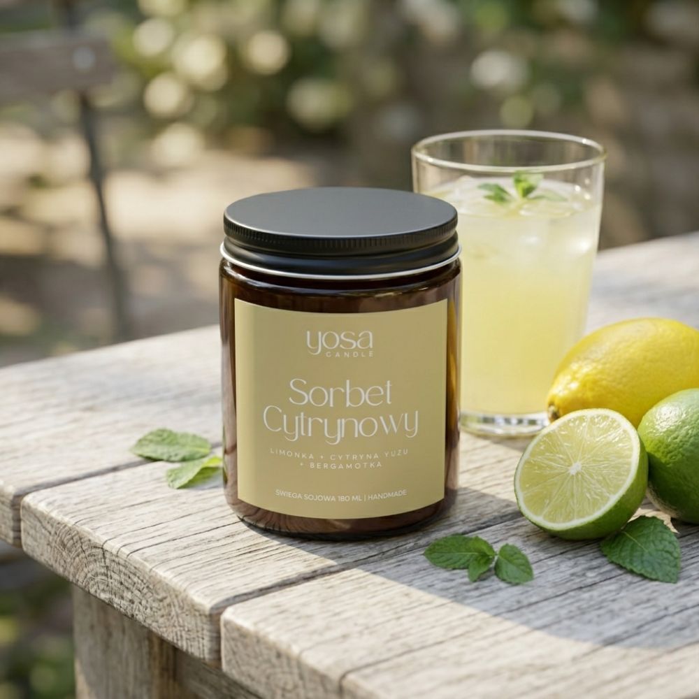 Naturalna świeca sojowa Sorbet Cytrynowy o zapachu limonki i yuzu