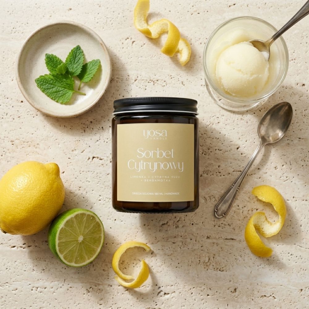 Naturalna świeca sojowa Sorbet Cytrynowy o zapachu limonki i yuzu