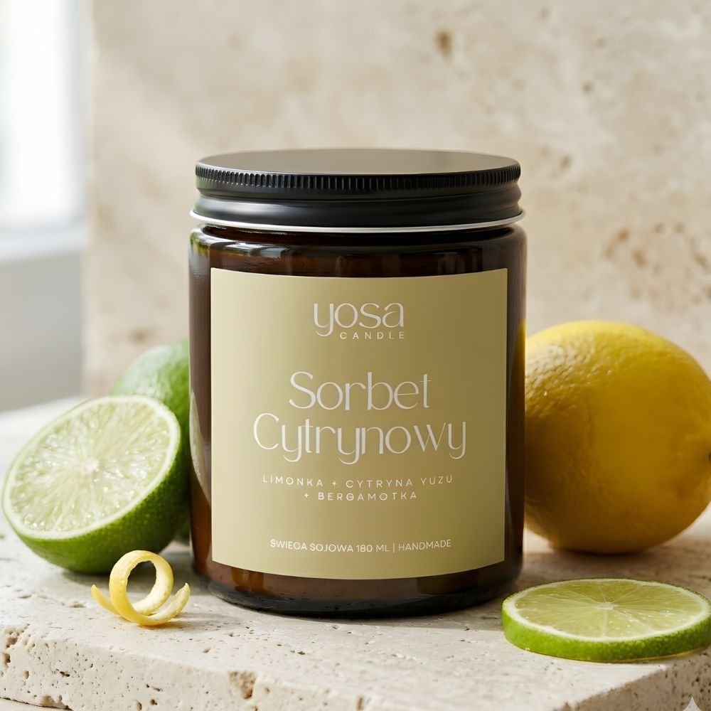 Naturalna świeca sojowa Sorbet Cytrynowy o zapachu limonki i yuzu